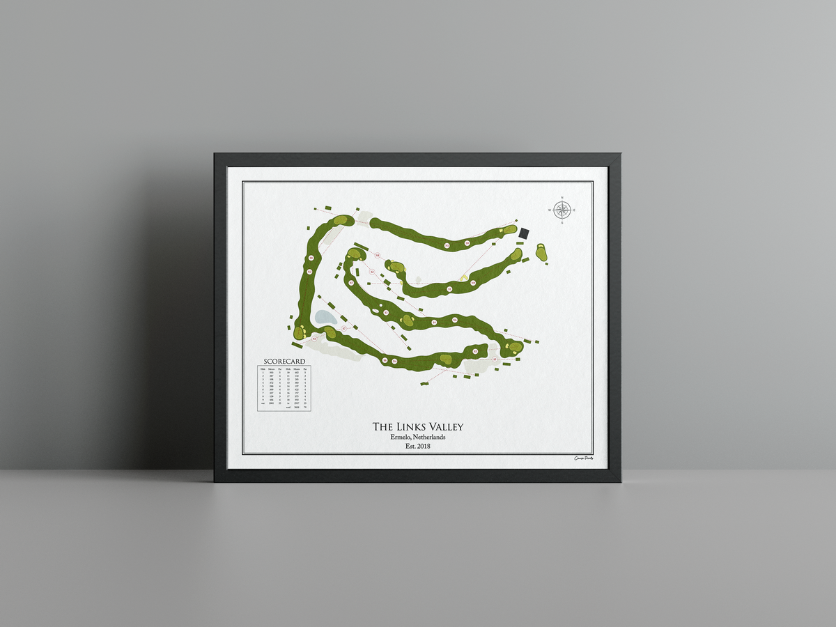The Links Valley golf course print, white frame