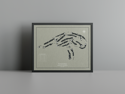 Golfclub Toxandria golf course print, brown frame