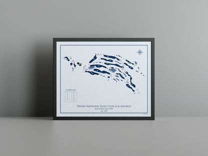 Trump National Golf Club Los Angeles golf course print, blue frame