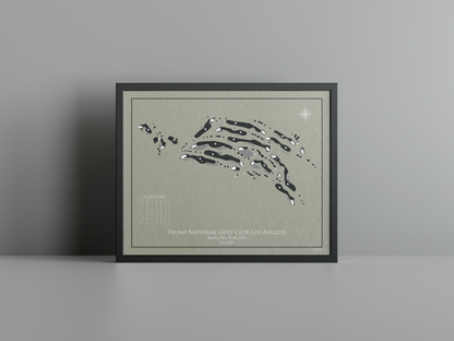 Trump National Golf Club Los Angeles golf course print, brown frame