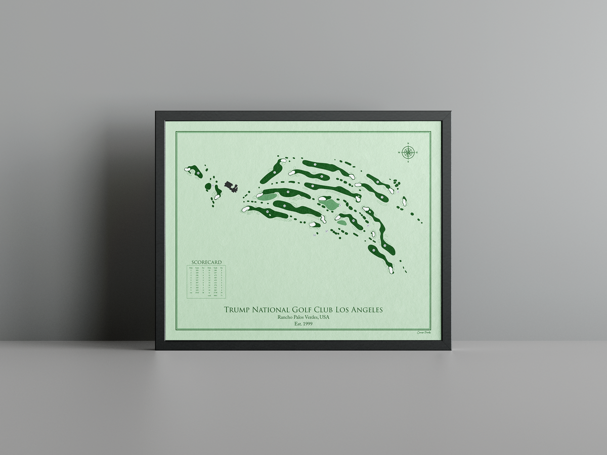 Trump National Golf Club Los Angeles golf course print, green frame