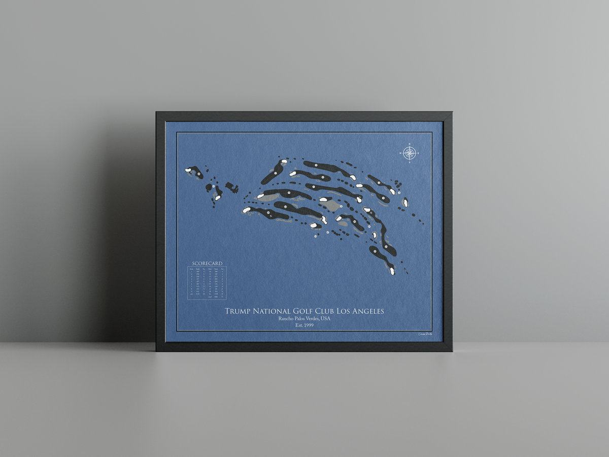 Trump National Golf Club Los Angeles golf course print, navy frame
