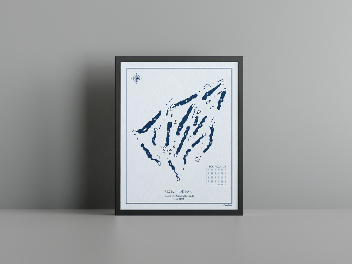 Utrechtse Golfclub De Pan golf course print, blue frame