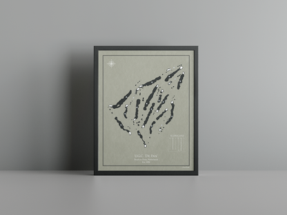 Utrechtse Golfclub De Pan golf course print, brown frame
