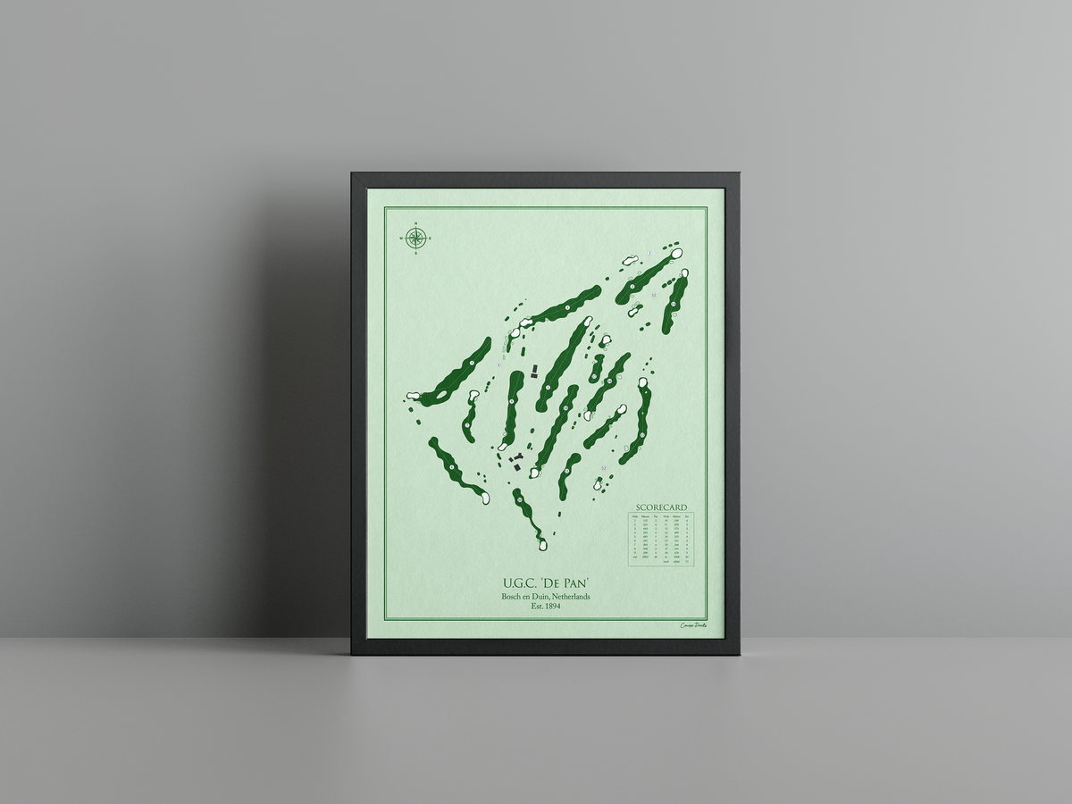 Utrechtse Golfclub De Pan golf course print, green frame