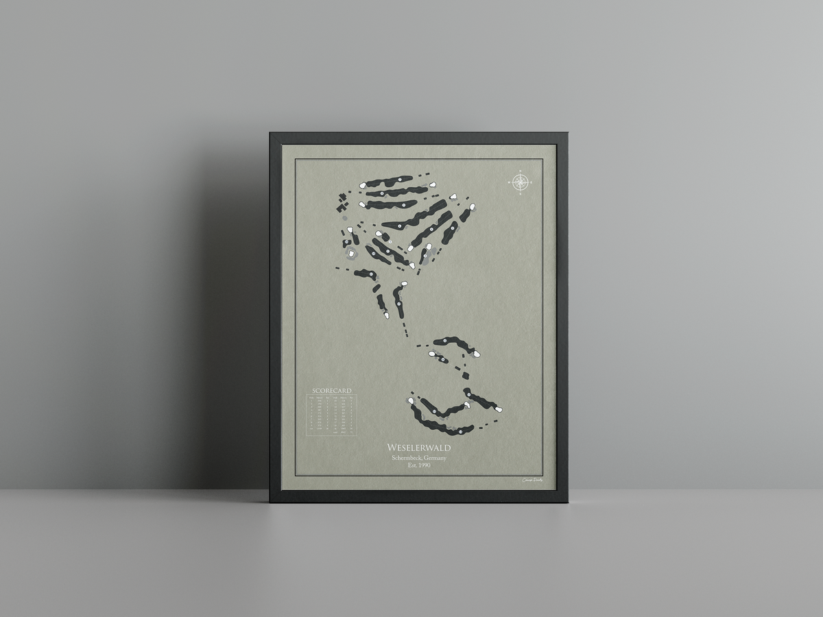 Weselerwald golf course print, brown frame