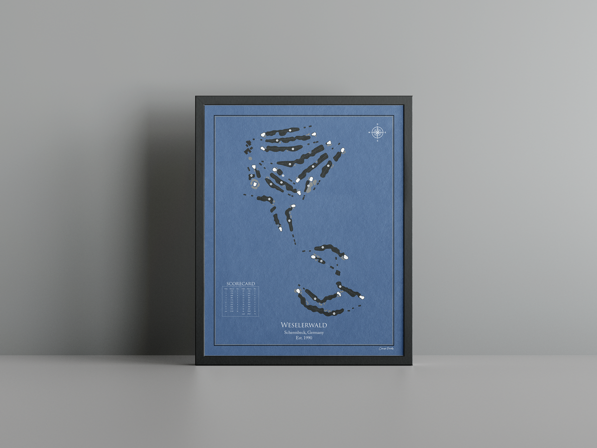 Weselerwald golf course print, navy frame