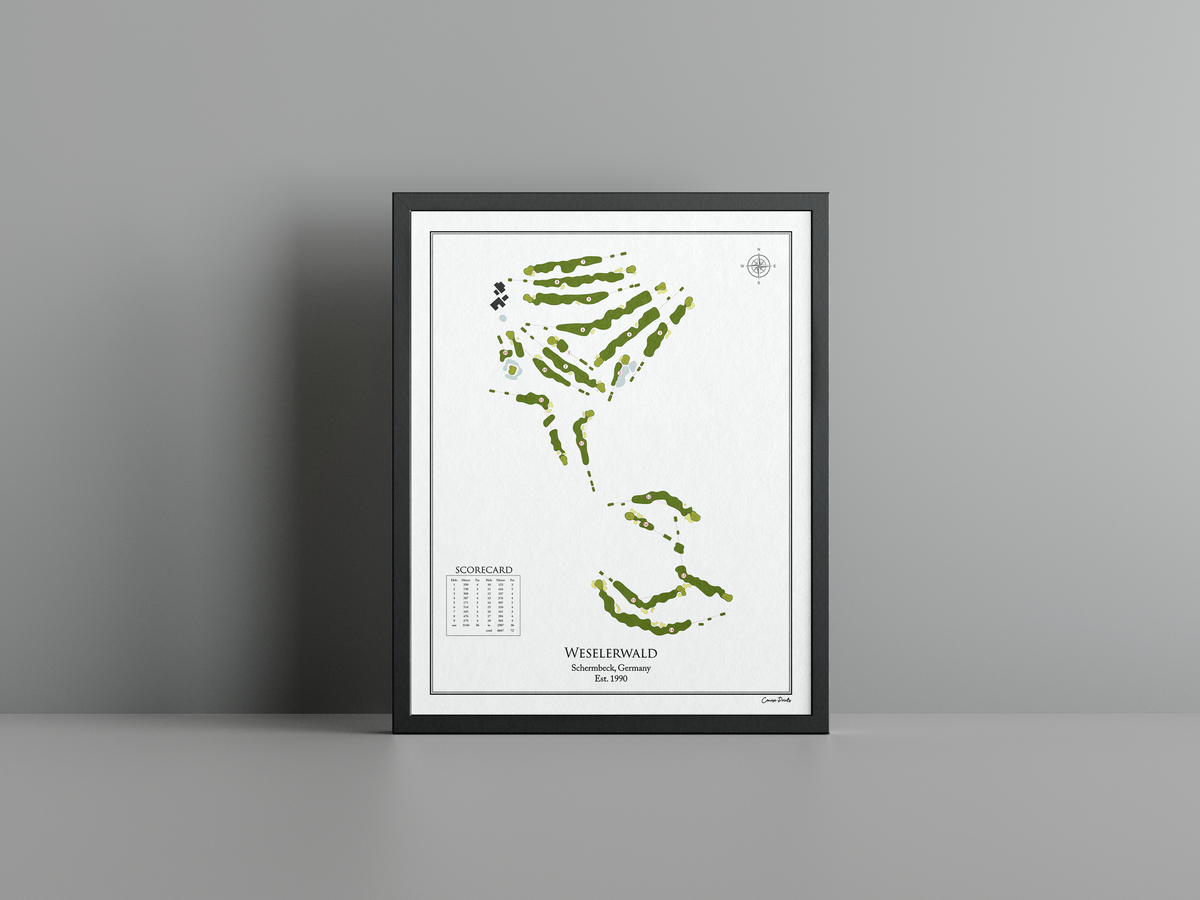 Weselerwald golf course print, white frame