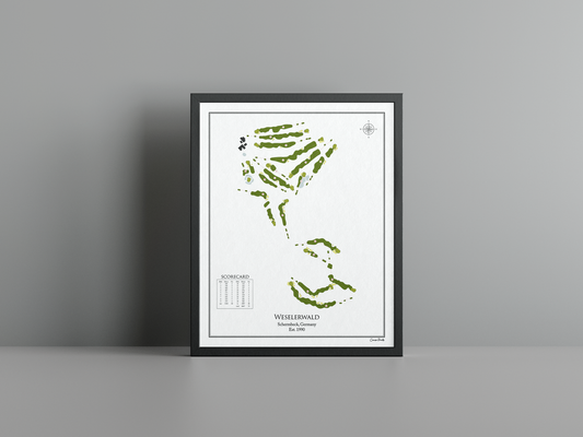 Weselerwald golf course print, white frame