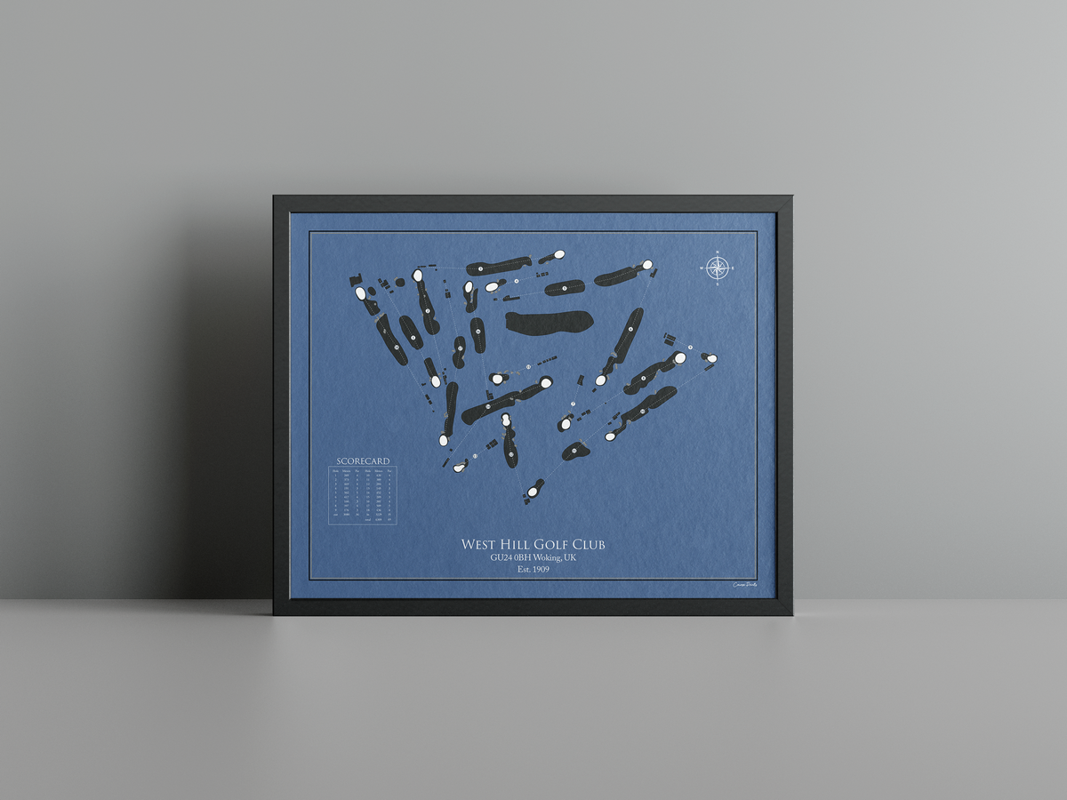 West Hill Golf Club golf course print, navy frame