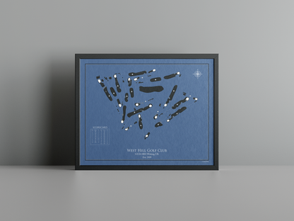 West Hill Golf Club golf course print, navy frame