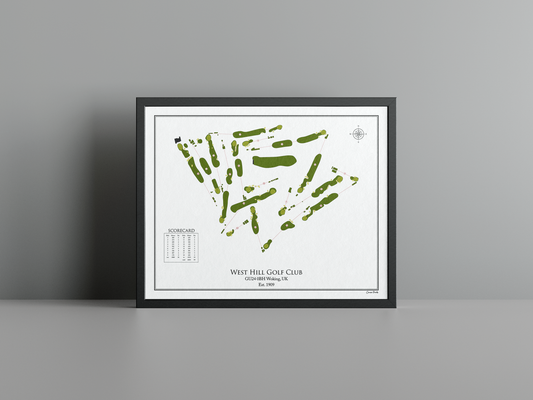 West Hill Golf Club golf course print, white frame