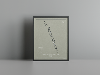 Western Gailes Golf Club golf course print, brown frame