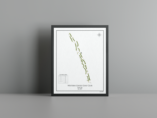 Western Gailes Golf Club golf course print, white frame