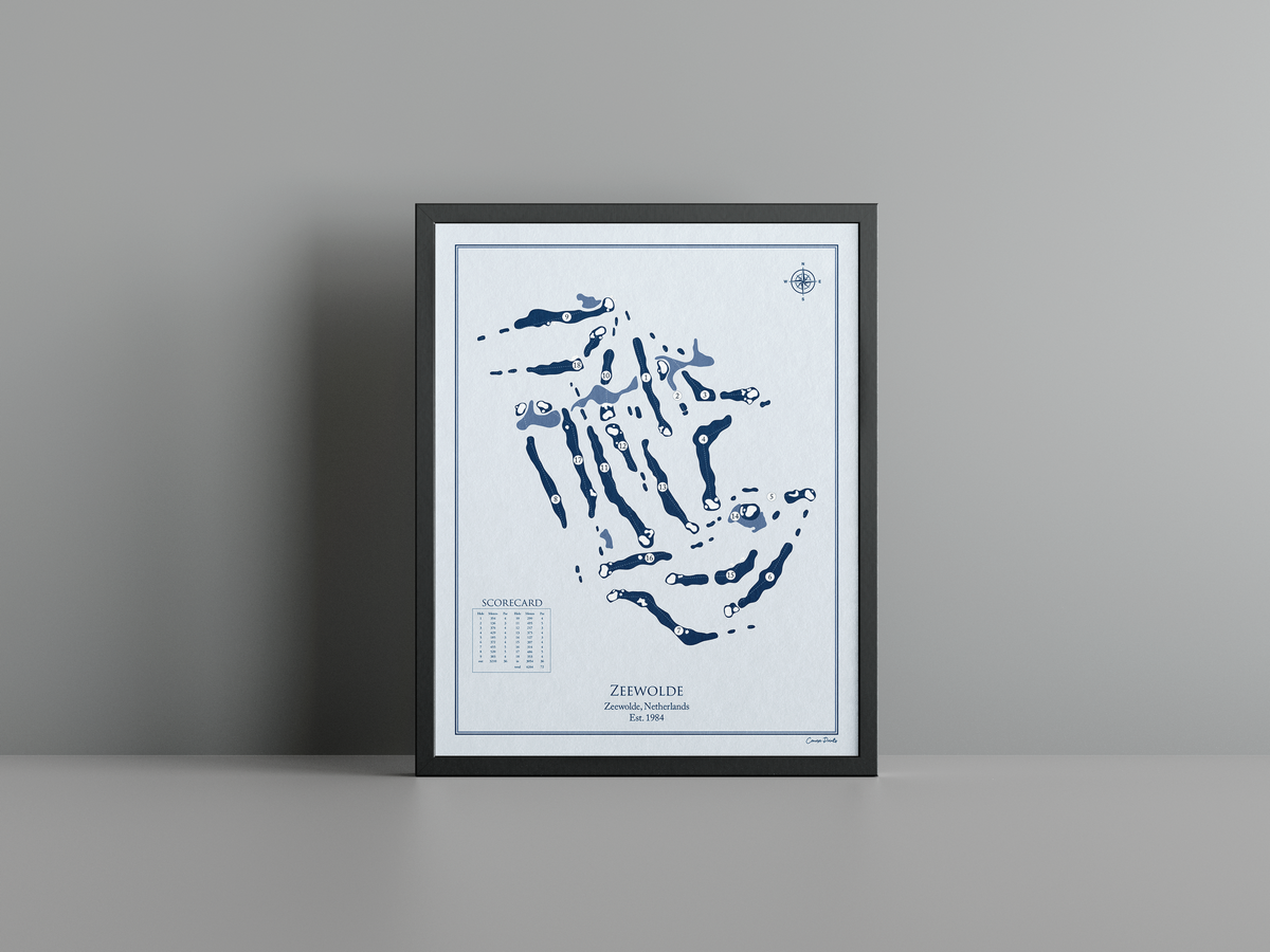 Zeewolde Golf Club golf course print, blue frame