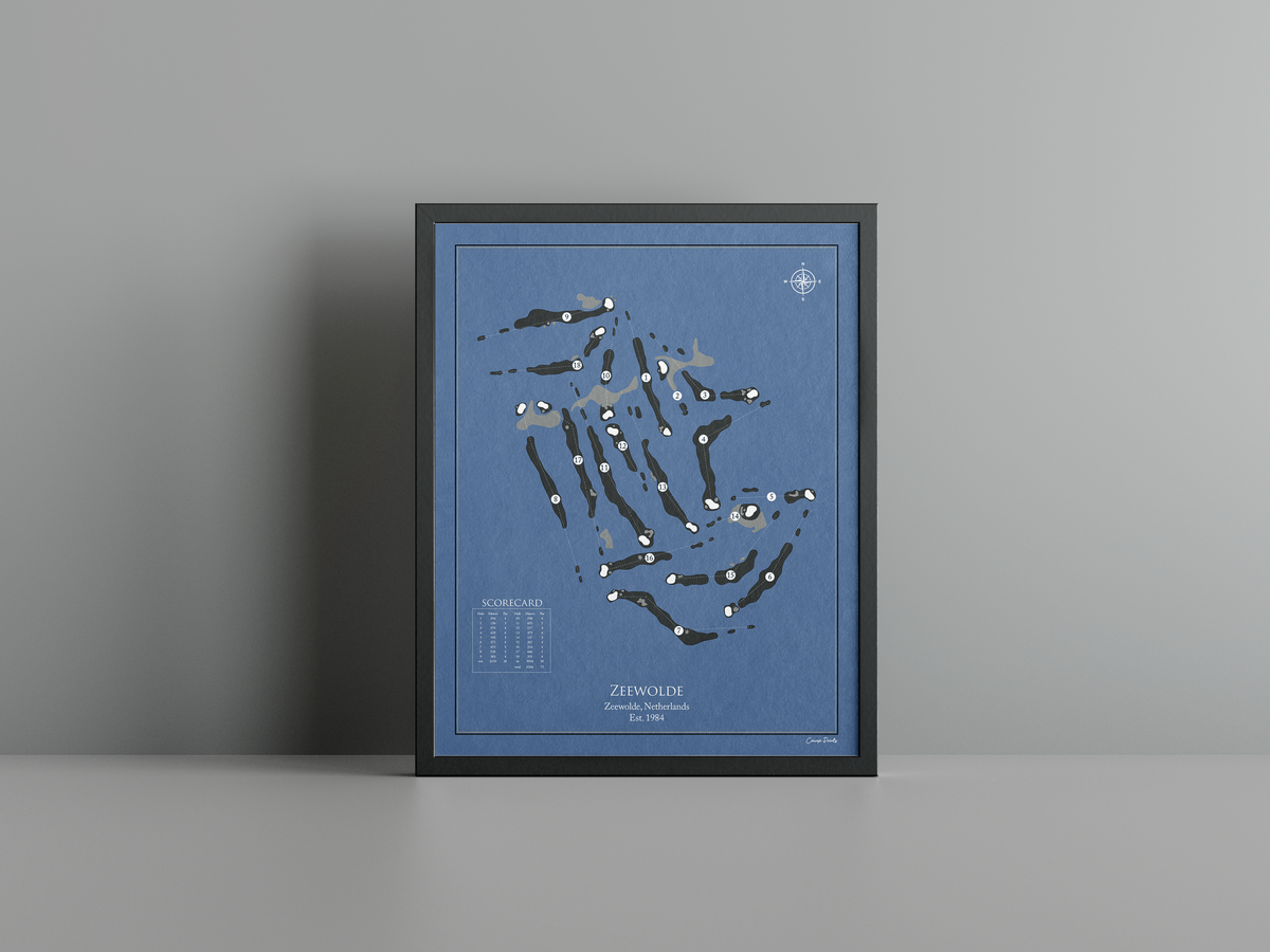 Zeewolde Golf Club golf course print, navy frame