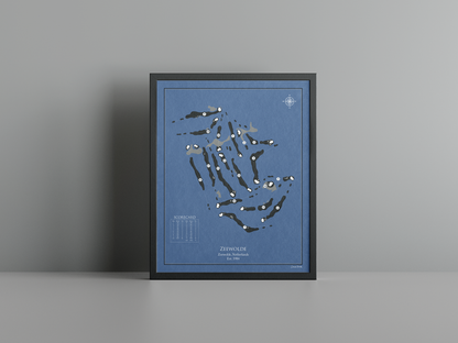 Zeewolde Golf Club golf course print, navy frame