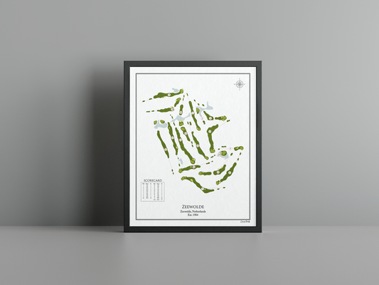 Zeewolde Golf Club golf course print, white frame